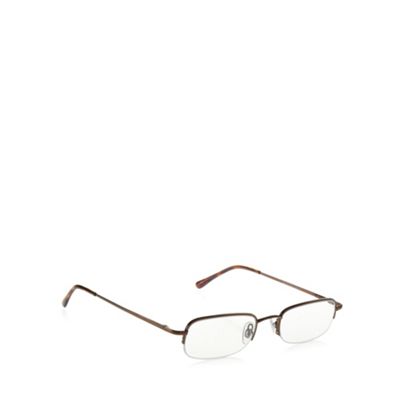 Brown half metal frame tinted reading glasses